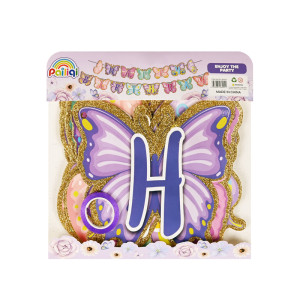 Парти украса "Happy Birthday - Пеперуди" с брокатени елементи 56380-1