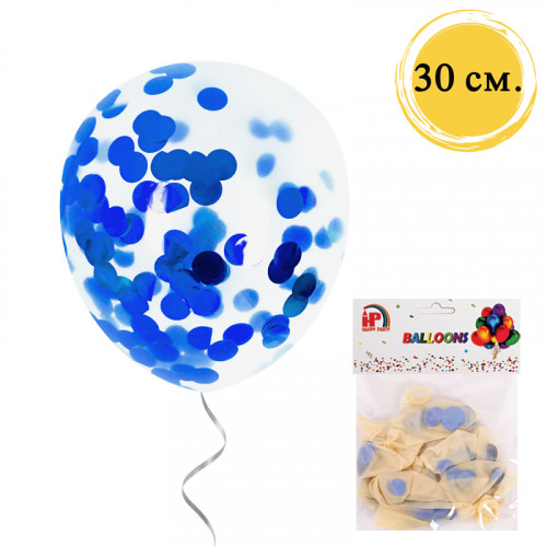 Балони - Прозрачени с конфети /10 броя/