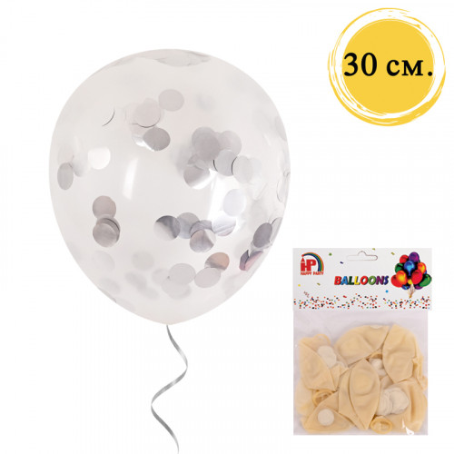 Балони - Прозрачени с конфети /10 броя/