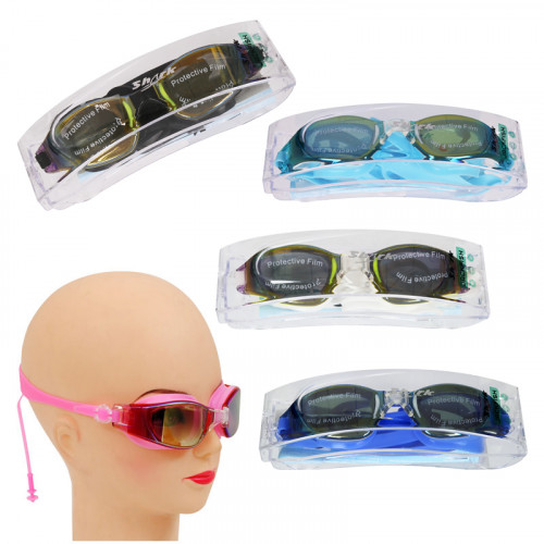 Комплект очила за плуване с UV защита с тапи за уши в ПВЦ кутия