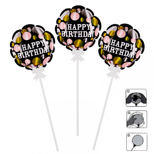 Самонадуващи се мини балон "Happy Birthday" /10 броя в стек/