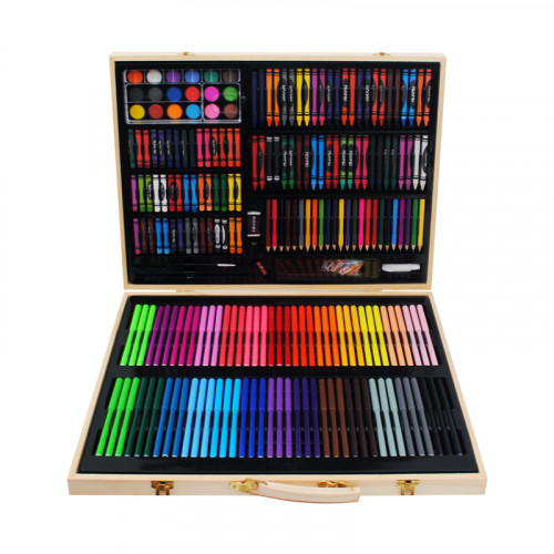 Комплект за рисуване и оцветяване в дървен куфар /251 елемента/ 