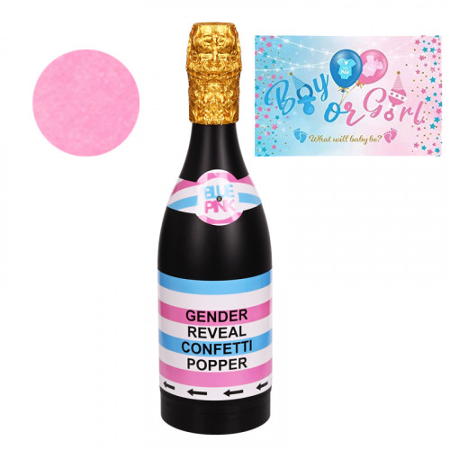 Парти бутилка с конфети "BOY or GIRL" /розови конфети/