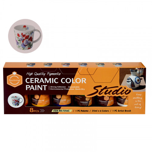 Водни бои за керамика с четка и палитра /6 цвята/