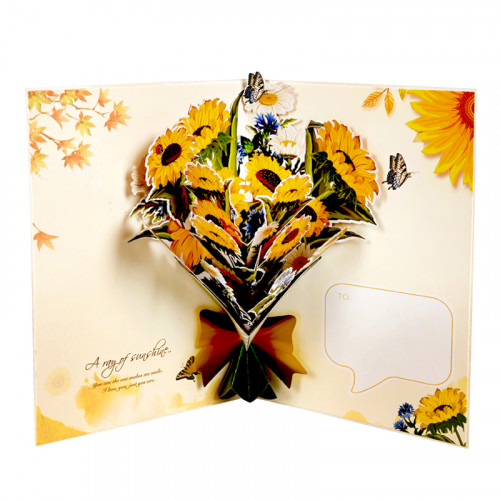 Луксозна 3D картичка "Букет Слънчогледи"