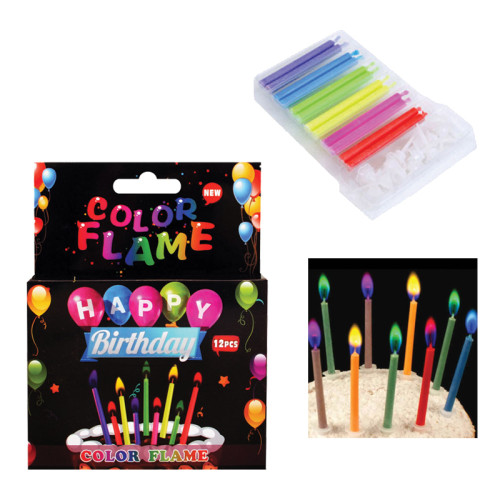 Свещички с цветен пламък "Happy Birthday' /12 броя с поставки/