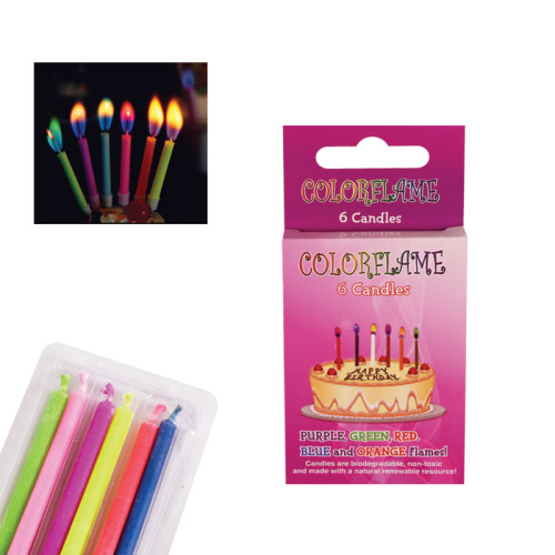 Свещички с цветен пламък "Happy Birthday' /6 броя/