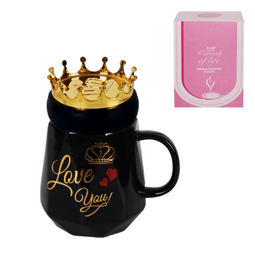 Луксозна керамична чаша "Love you" с капак-корона 85782-1
