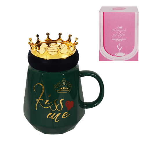 Луксозна керамична чаша "kiss me" с капак-корона 85782-5