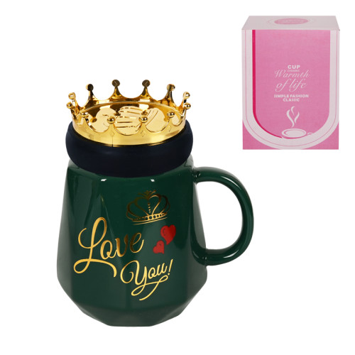 Луксозна керамична чаша "Love you" с капак-корона 85782-8