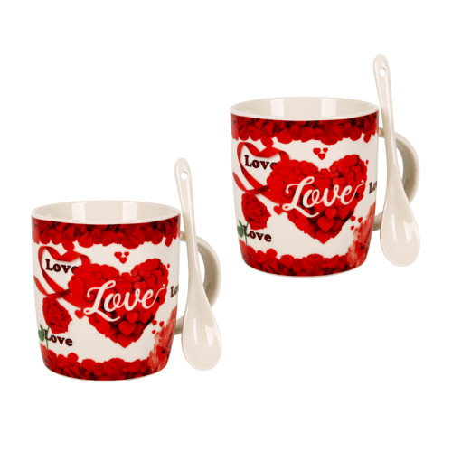 Комплект чаши "LOVE" с лъжички /керамика/