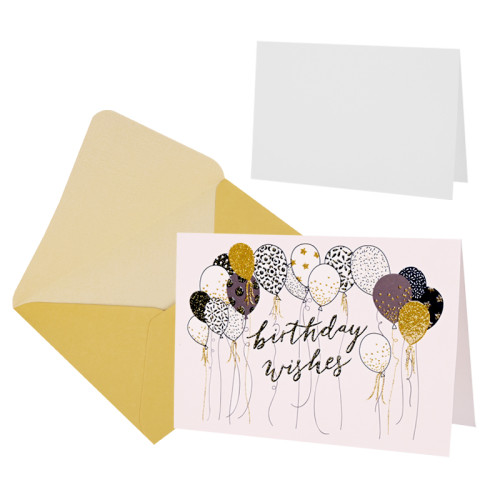 Картичка "Happy Birthday / Thank you" с брокатени елементи и плик